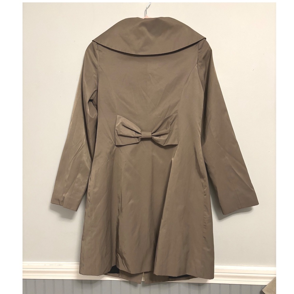 Vintage Vertigo Paris Womens Brown Portrait Collar Bow Back Trench Coat Size S - Picture 2 of 8